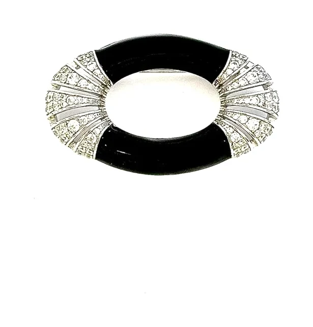 Oval art-deko broşu
